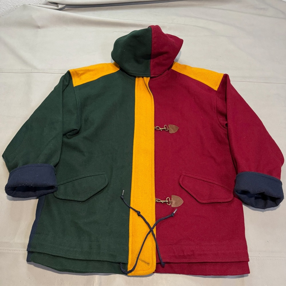 VTG 90s Color Block Toggle Nautical Sailor Hoodie Coat Women Active XL-XXXX‎